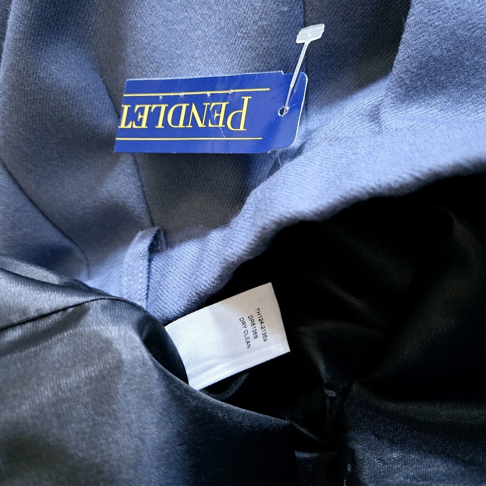 Pendleton Blue Virgin Wool Fully Lined Straight Leg Pleated Pants USA Made Sz 12 - Picture 9 of 9
